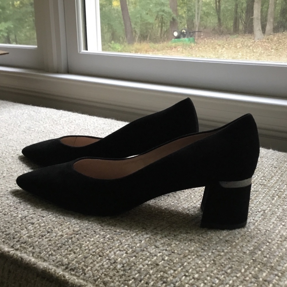 Essex Lane black suede chunky heel shoe